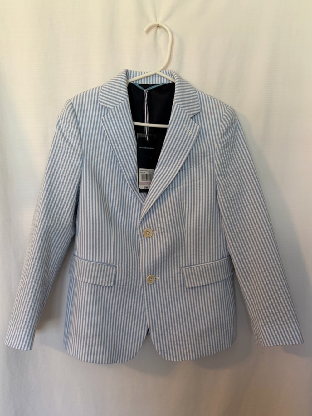 Vineyard Vines Light Blue and White Striped Seersucker Blazer